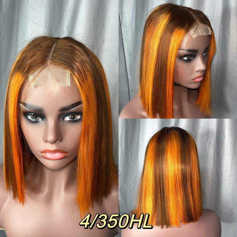 2x6 Colored Straight BOB Lace Closure Wig Double Drawn Virgin Human Hair Wig - 图片 8